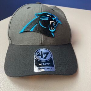 NEW Carolina Panthers '47 Brand MVP Adjustable Hat Black Logo Buckle Back